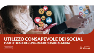 utilizzo consapevole dei social - l'uso efficace del linguaggio nei social media, persone che usano emoticon, logo camera di commercio di roma