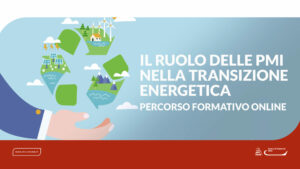 Il ruolo delle PMI nella transizione energetica, mano che supporta concetti green, logo camera di commercio di roma